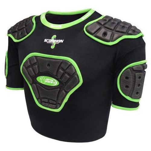 Madison Scorpion Junior Protective Vest - Black/Green Small Boys Rugby League NRL - Sports Grade