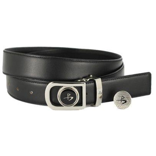 Leather Golf Belt with Magnetic Golf Ball Marker – Black - Sports Grade