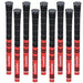 9 Shappro Dual Compound Midsize Golf Grips – Black/Red - Sports Grade