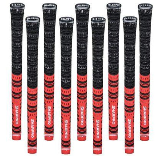 9 Shappro Dual Compound Golf Grips – Red - Sports Grade