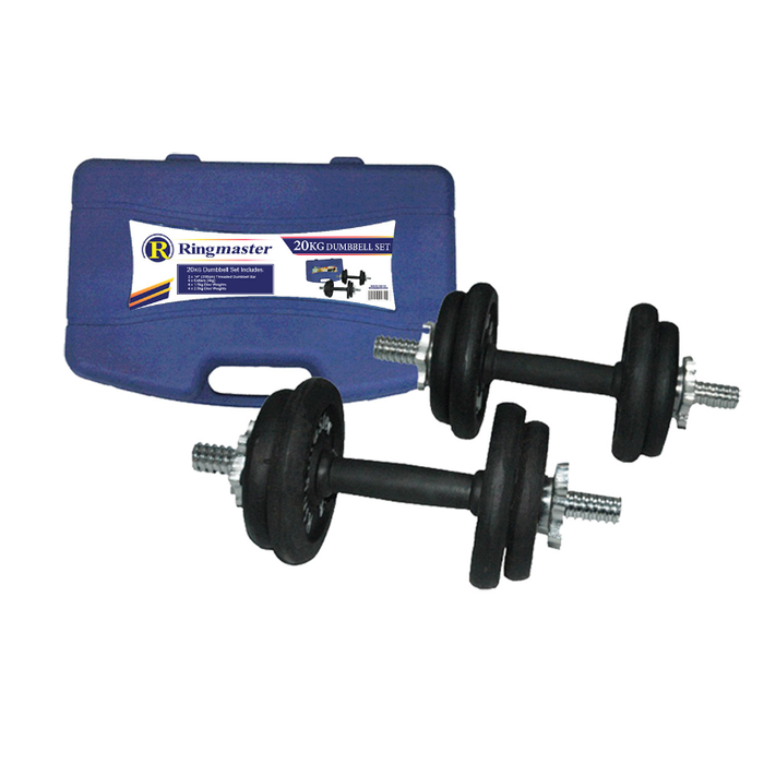 Ringmaster 20kg Dumbbell Set With Carry Case - Sports Grade