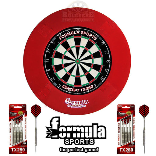 Formula Journeyman Set Inc. Dartboard, Surround & 2 Sets of 80% Tungsten Darts - Sports Grade