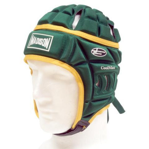Madison Coolmax Headguard - Green/Gold Rugby League NRL - Sports Grade
