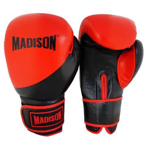 Madison Platinum Velcro Boxing Gloves - Red/Black Boxing - Sports Grade