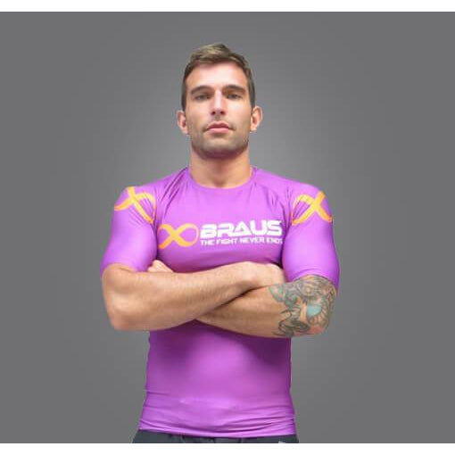 Braus Fight - Purple Rash Guard – Short Sleeve - Sports Grade