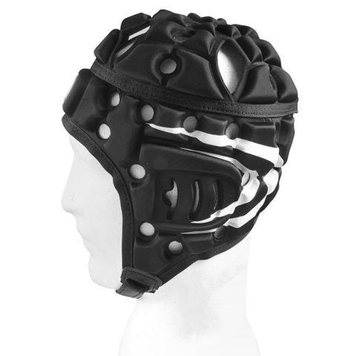 Madison Air Flo Headguard - Black with White Stripes Rugby League NRL - Sports Grade