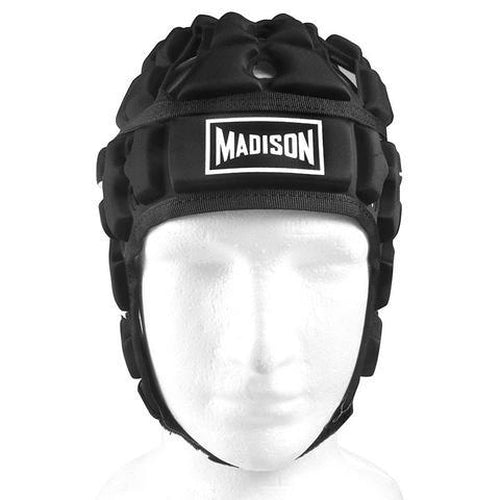 Madison Air Flo Headguard - Black with White Stripes Rugby League NRL - Sports Grade