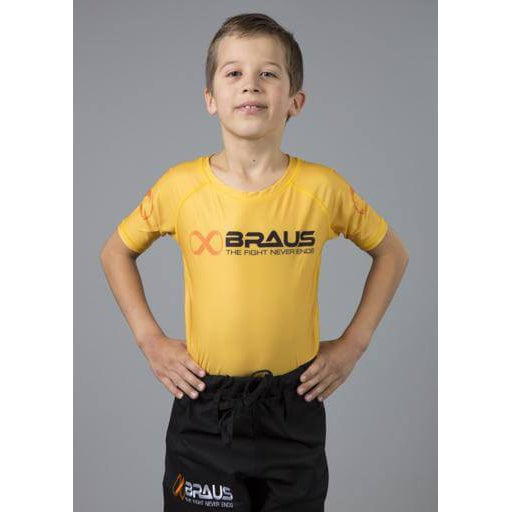 Braus Fight - Yellow Rash Guard Short Sleeve – kids - Sports Grade